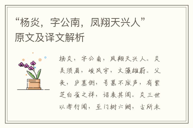 “杨炎，字公南，凤翔天兴人”原文及译文解析