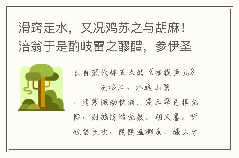 滑窍走水，又况鸡苏之与胡麻！涪翁于是酌岐雷之醪醴，参伊圣之汤液