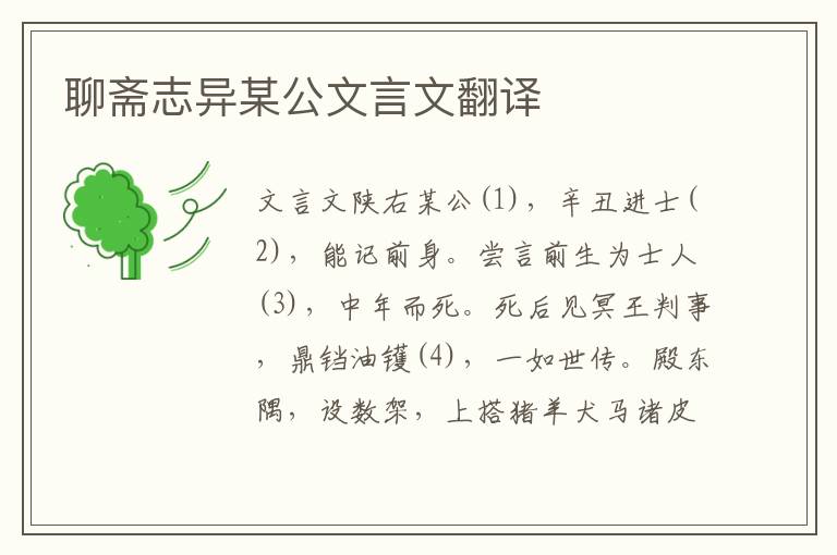 聊斋志异某公文言文翻译