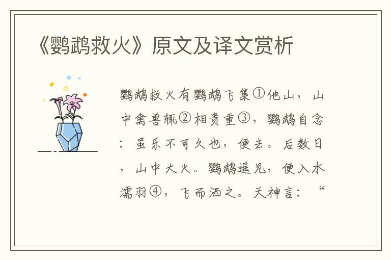 《鸚鵡救火》原文及譯文賞析