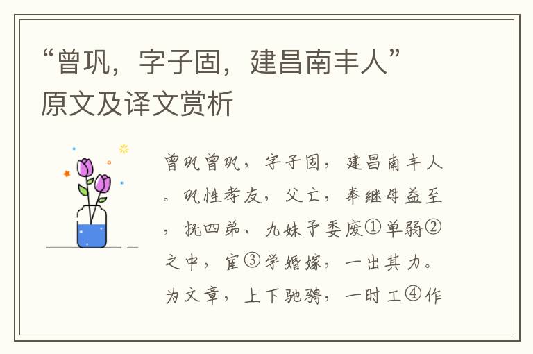 “曾巩，字子固，建昌南丰人”原文及译文赏析