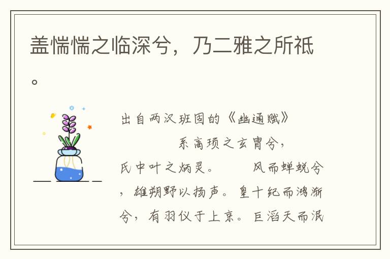 盖惴惴之临深兮，乃二雅之所祗。