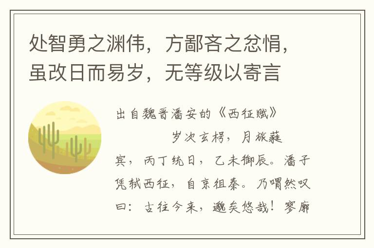 处智勇之渊伟，方鄙吝之忿悁，虽改日而易岁，无等级以寄言