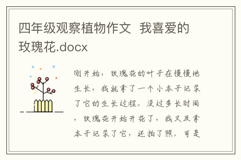 四年级观察植物作文  我喜爱的玫瑰花.docx