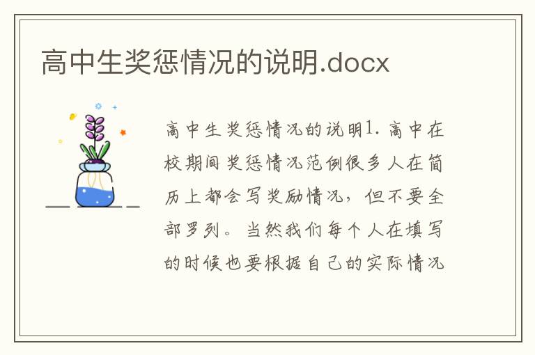 高中生獎懲情況的說明.docx